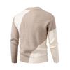 Men's Round Neck Stitching Sweater Casual Modified Warm Sweater Pullover