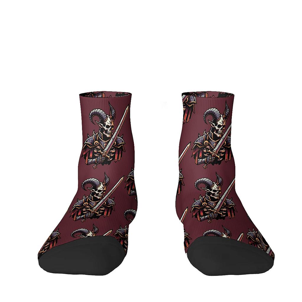 Funny Skeleton Knight unisex soft breathable hip-hop Crazy low-top socks Suitable for everyday wear in all seasons