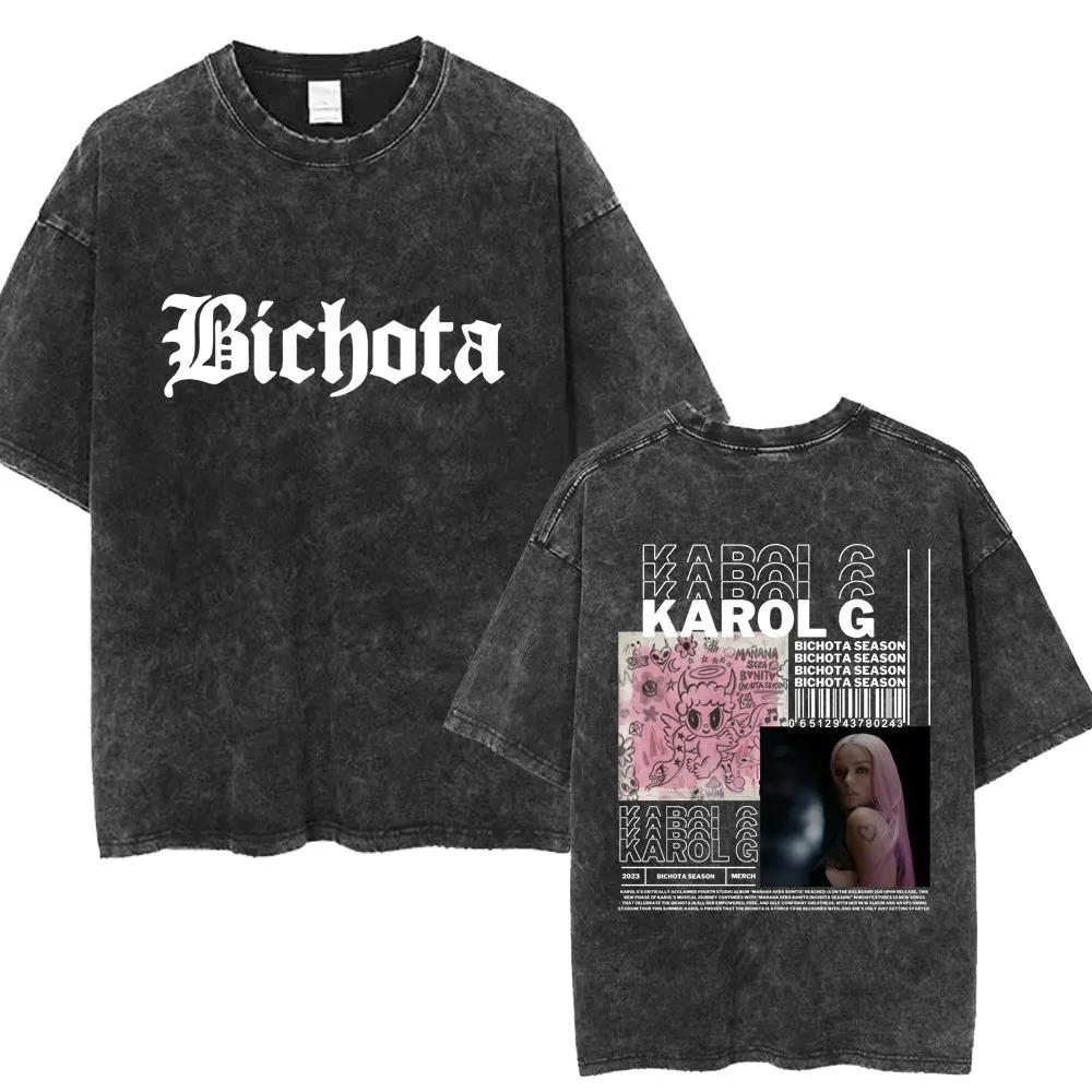 Hot Karol G Bichota Music Album Washed T Shirt Hip Hop Fashion Men Women Cotton Men Women Clothing Classi high quality soft tees