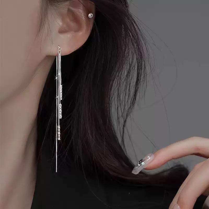925 Silver Vintage Earrings For Women Trendy Simple Star Long Tassel Earring Jewelry Prevent Allergy Party Accessories