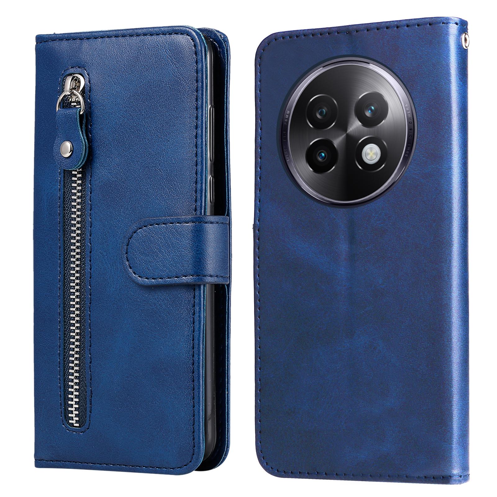 

Для Realme 13+ 5G/13 Pro 5G (Китай) Чехол-кошелек на молнии с текстурой телячьей кожи из ПУ кожи, чехол для телефона Blue
