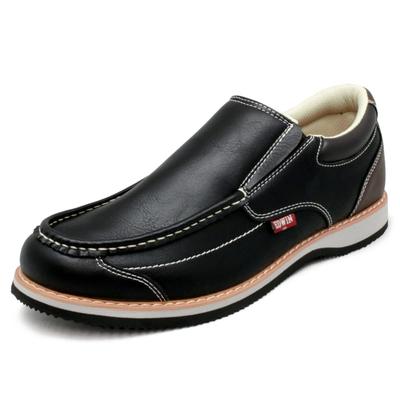 Edwin Leather Casual Laceless PU Black or Size Men's Slip-On Sneakers, Shoes, 3E, Loafers, Lightweight, Leather, High-Quality Material, Soft, Stylish,