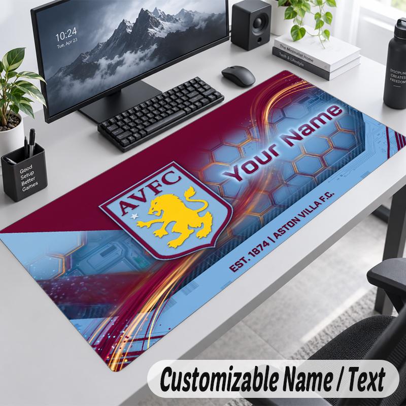 Custom Name Text Mouse Pad Aston Villa Personalized Desk Pad For Work And Gaming