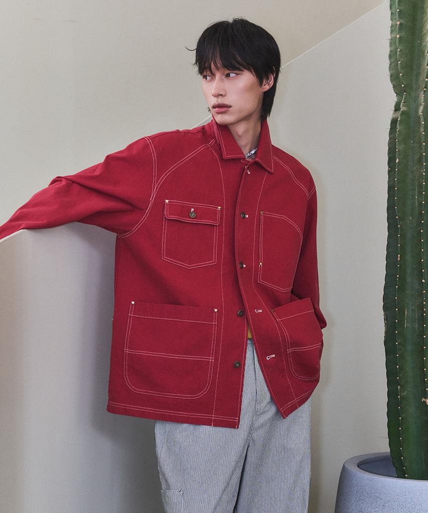 Generalidea Man Washed Railroad Work Jacket [Red] / Gf1Mjk007
