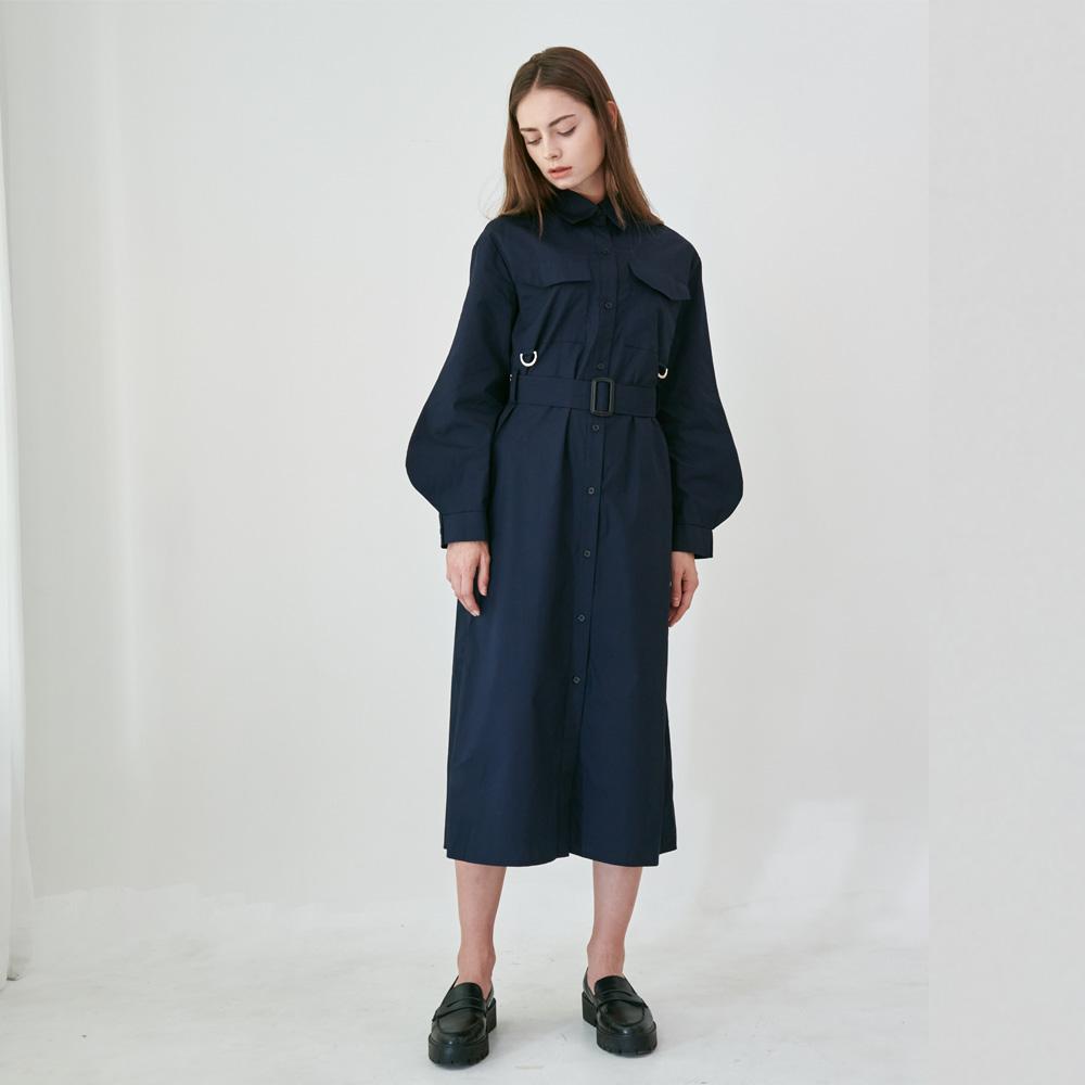 Bunderghost Bishop Sleeve D-Ring Dress (Dark Navy)