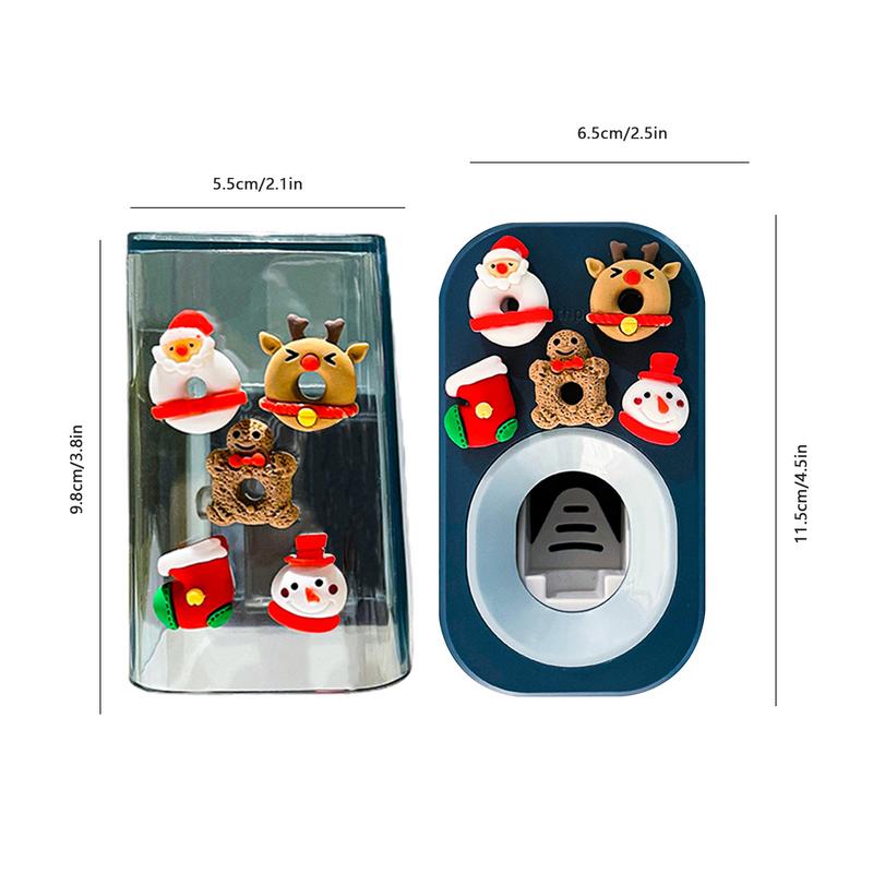 Kids Automatic Toothpaste Dispenser 3 PCS Wall Mounted Toothbrush Holder And Toothpaste Squeezer Stable And Punch-Free Tooth