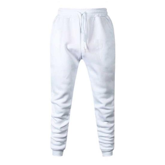 Men Jogger Solid Color Drawstring Plush Thick Warm Pants Sweatpants Trousers