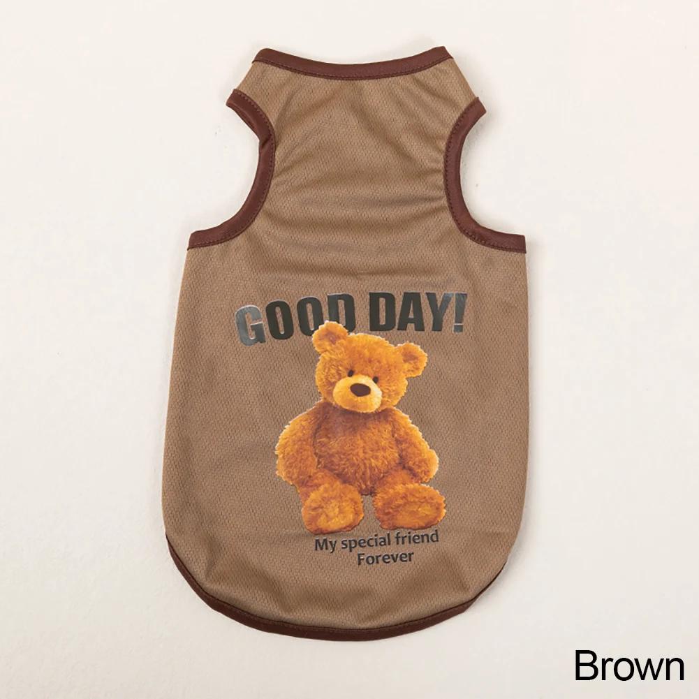 Spring Dog Vest Thin Breathable Puppy Clothes Cute Bear Printed Cat T-shirt Sleeveless Chihuahua Pullover Pet Supplies