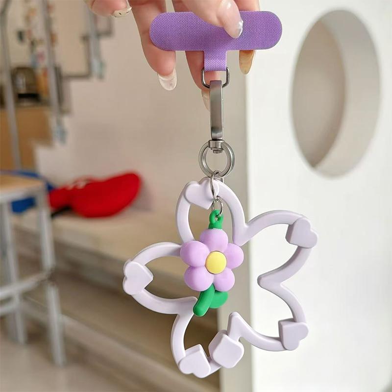Silicone Cherry Blossom Phone Lanyard Strap Non-Slip 1Pcs Soft Tape Gasket Small Flower for Girls Phone Decoration Use