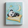 Poster Cute Panda Sleeping On Orange Pillow Poster Cute Panda Sleeping On Orange Pillow, 50X70 Cm, Gold Aluminum Frame, Matte Paper 23