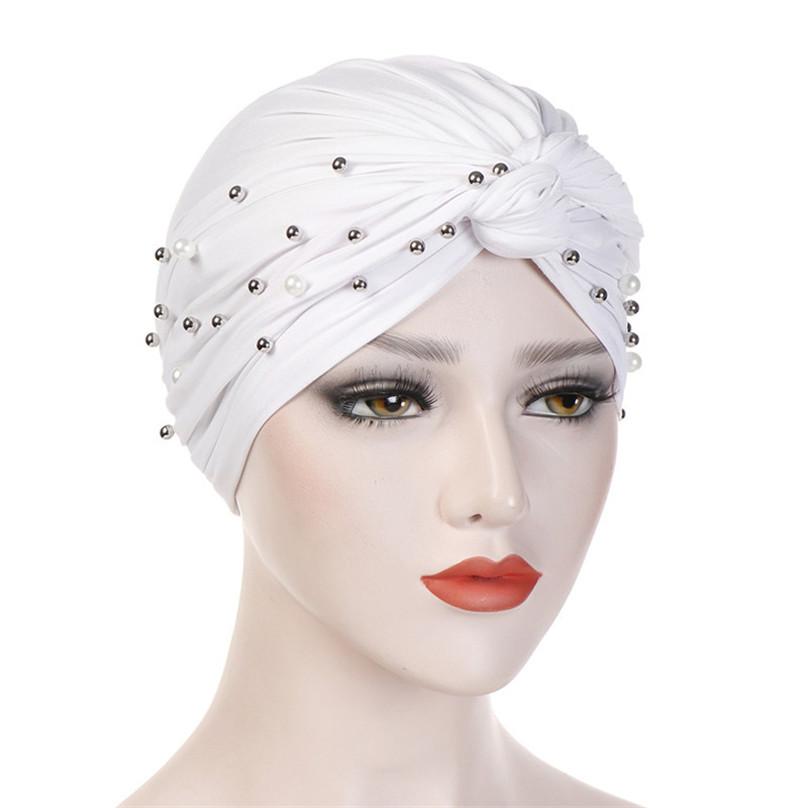Fashion Gentlewomen Headscarf Hat Muslim Changeable Headdress Exquisite Elegant Beaded Hat