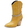 Fashion Western Cowboy Boots For Women Sexy Chain Ankle Boots For Women Wedges Heels Black Yellow White Autumn Winter Shoes Large Size