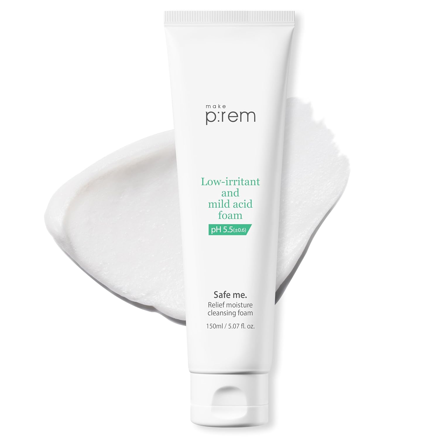 

Make Prem Safe Relief Moisture Cleansing Foam 150ml Low Irritation Weakly Acidic Facial Cleanser Pores Blackheads Sensitive Skin Moisturizing Agent