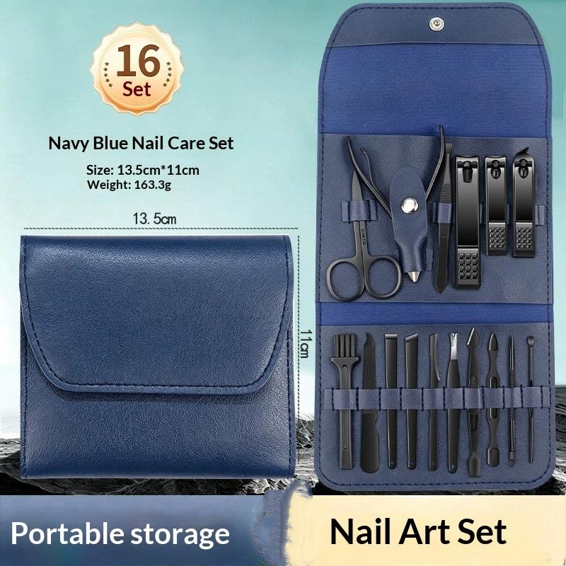 4/16Pcs Manicure Pedicure Kit Professional Nail Clippers Cuticle Nippers Set With Travel Case