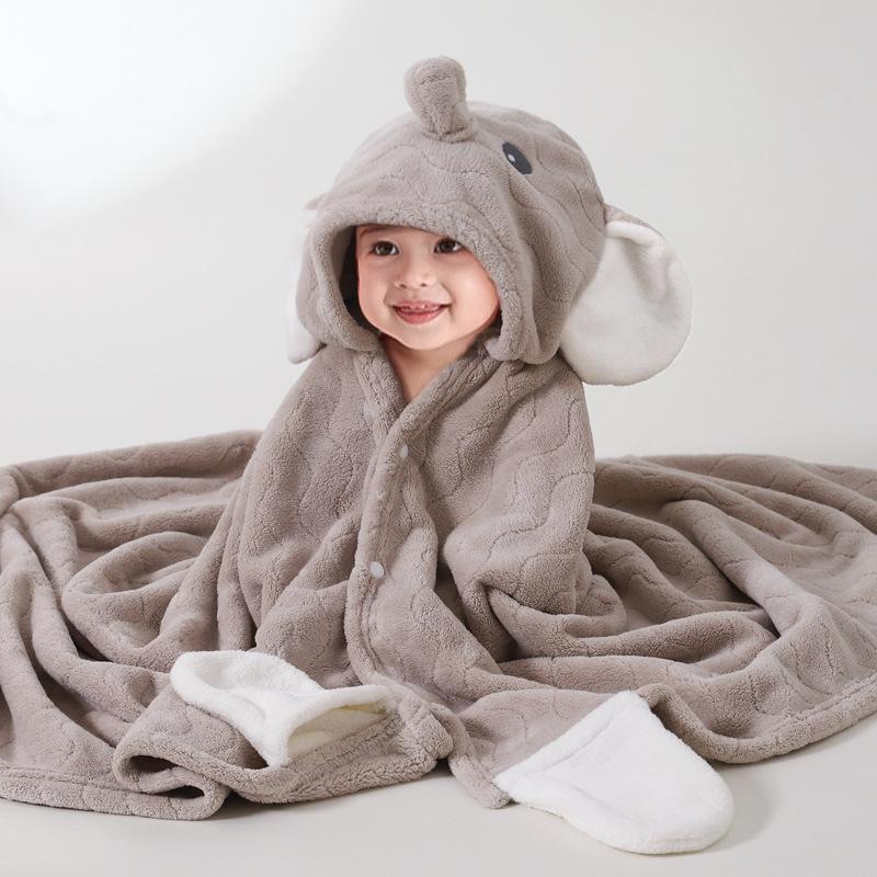 Absorbent Class A Kids Bath Towel Poncho Newborn Infant Baby Ultra Soft Fabric Hooded Bathrobe Thickened Swaddle Wrap