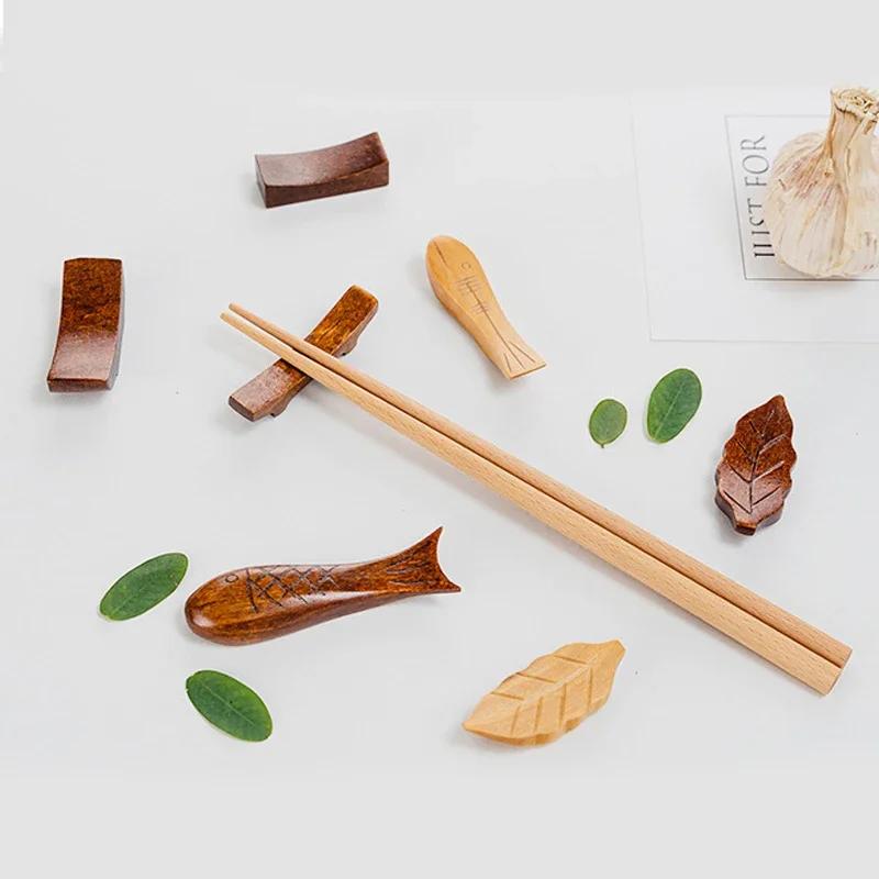 Japanese Style Chopsticks Holder Vintage Wooden Chopsticks Stand Rest Decorative Rack Dining Table Tableware Accessories