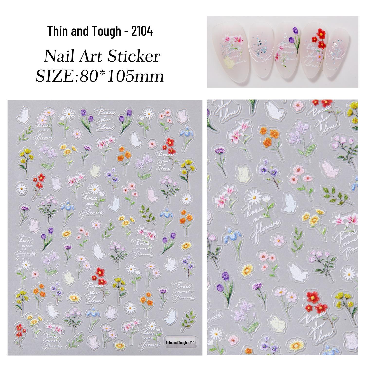 Наклейки для ногтей «Полевые цветы»: Свежие, Натуральные, Тонкие и Прочные Весенние Цветочные Аксессуары для DIY
