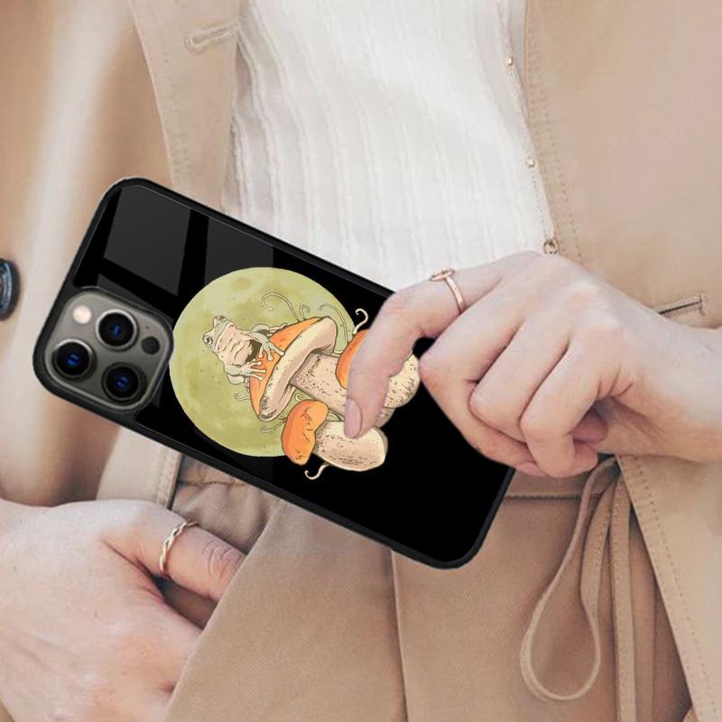 Cottagecore Mushroom Moon frog Phases Ivory Aesthetic Magnetic Phone Case For iPhone 17 Air 16 14 13 12 Pro Max 15 Plus MagSafe