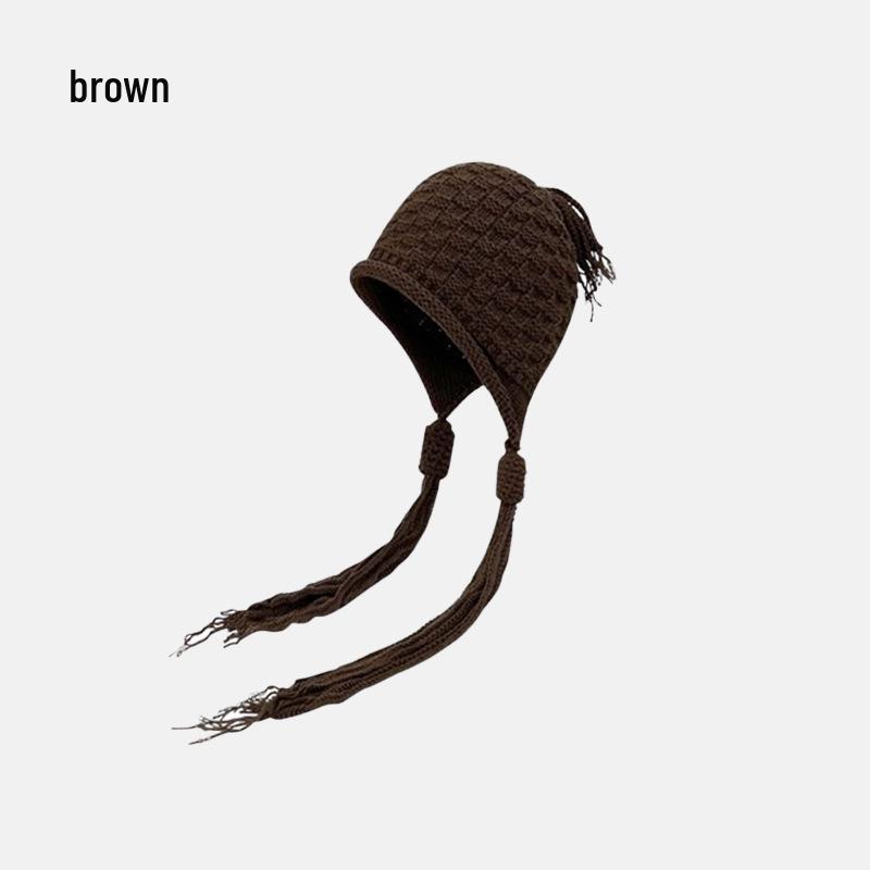 Festive Red Tassel Beanie - Women's Autumn/Winter Ear Protection Hat for Christmas and New Year