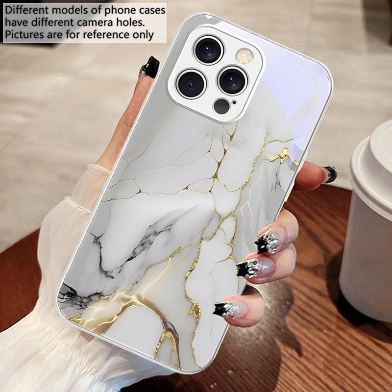 Pink Marble Pattern Black For IPhone 16 Pro Max 15 Pro 14 13 12 Mini 11 XS M Ax XR 7 8 Plu SE 2022 Tempered Glass Phone Case