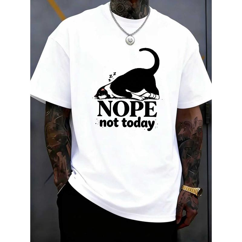 Европейский размер Милая футболка с принтом для кошки «Нет, не сегодня» | Забавный и причудливый дизайн с очаровательным ленивым котиком, Идеальная футболка для любителей кошек S