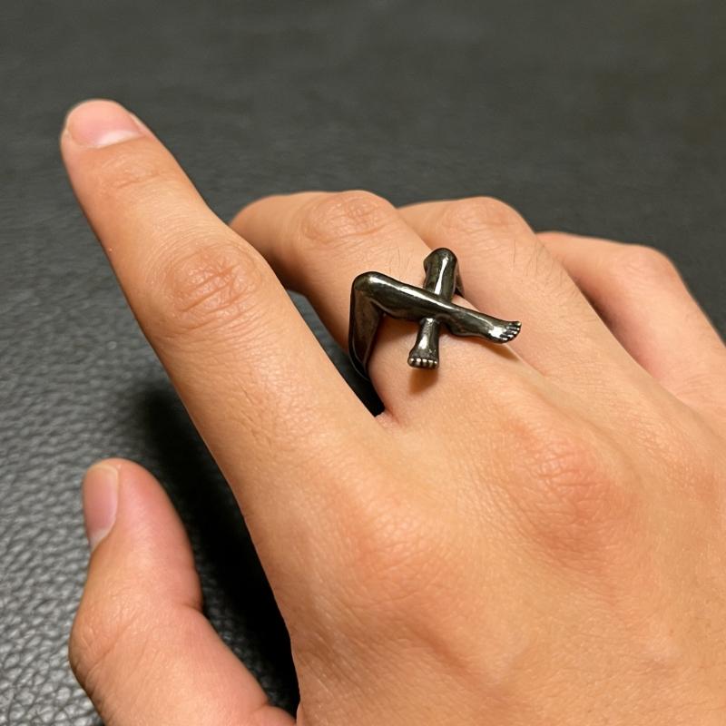 Practical Leg Shape Geometric Finger Rings Adjustable Opening Rings Alloy Texture Suitable for Artistic Expression