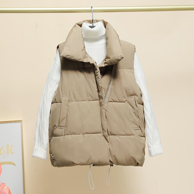 Autumn Winter Women's Vest Jacket Stand-up Collar Sleeveless Casual Loose Warm Zipper Solid Vest