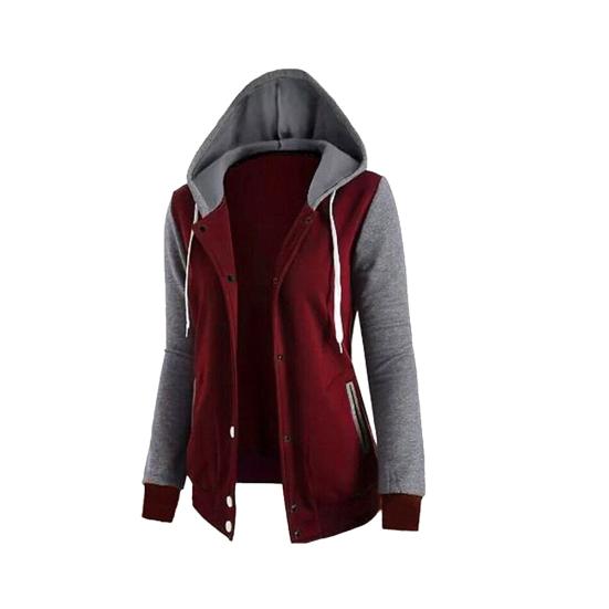 Automne Sports Femmes Sweat à Capuche Color Block Manteau Manches Longues Veste à Capuche Vêtement d'Extérieur