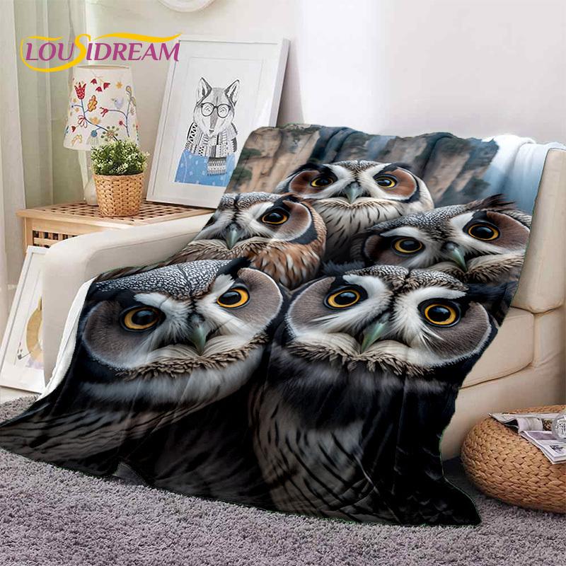 3D Cute Owl Eagle Birds Cartoon HD Soft Flannel Blankets,Throw Blanket Comfortable Blanket for Picnic Beds Home Bedroom Kid Gift