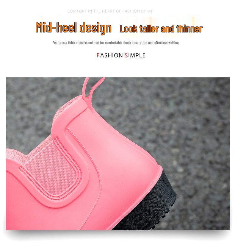 Korean Style Women's Low-Cut Non-Slip Rubber Rain Boots - Fashionable, Short, and Warm