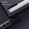 Wireless Hair Straightener Brush 2-in-1 Curling & Straightening Ionic Technology Fast Heating Portable Styler with LCD Display