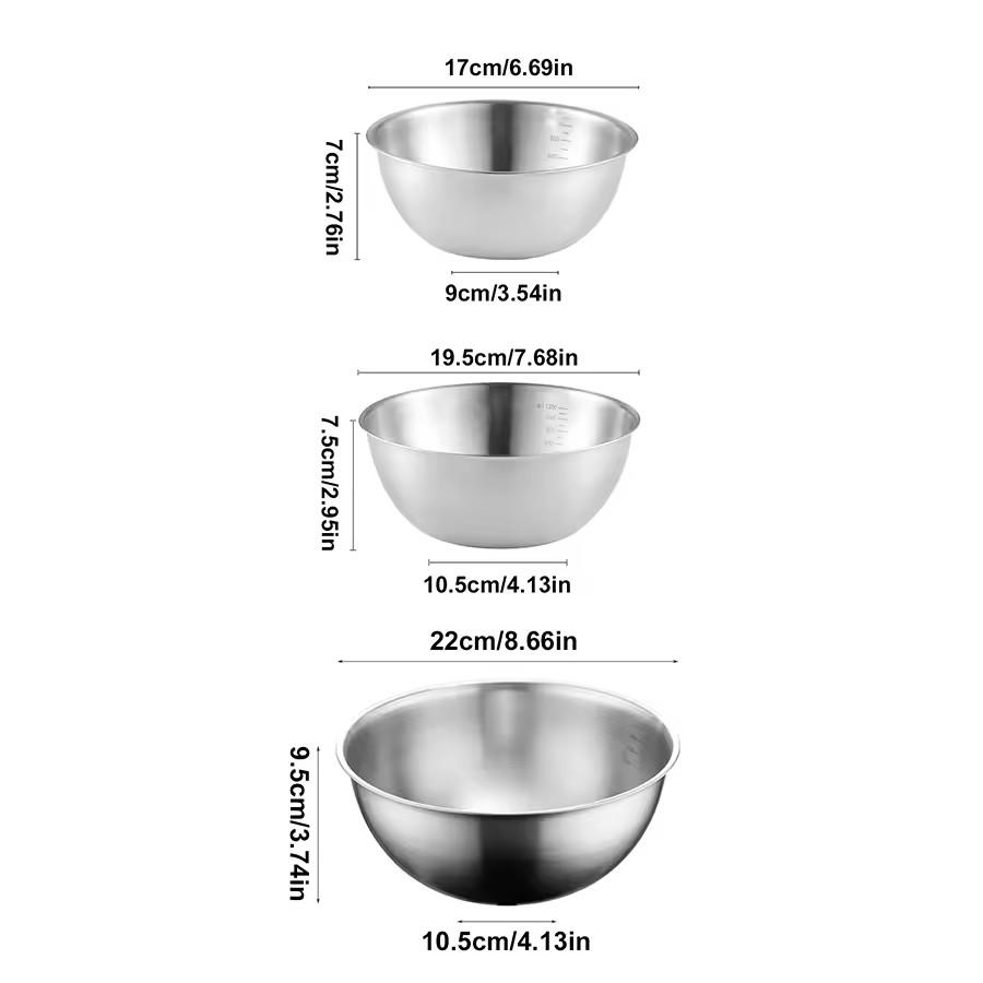 

3 шт. Нержавеющая сталь миска для приготовления пищи бытовая миска для весов утолщенная миска для смешивания яиц миска для выпечки салата
