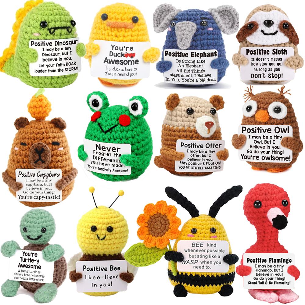 Positive Energy Potato Pocket Hug Handmade AnimalCrochet Mini Doll Funny Wool Gift for Friends or Lover Emotional Support Plant