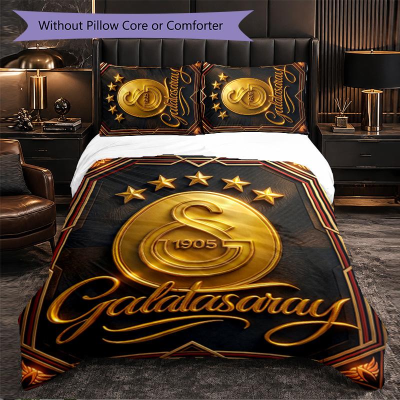 Biancheria da letto a tema Galatasaray FC Set 3 Pezzi Copripiumino Biancheria da letto decorativa per camera da letto per adolescenti Decorazione per la casa