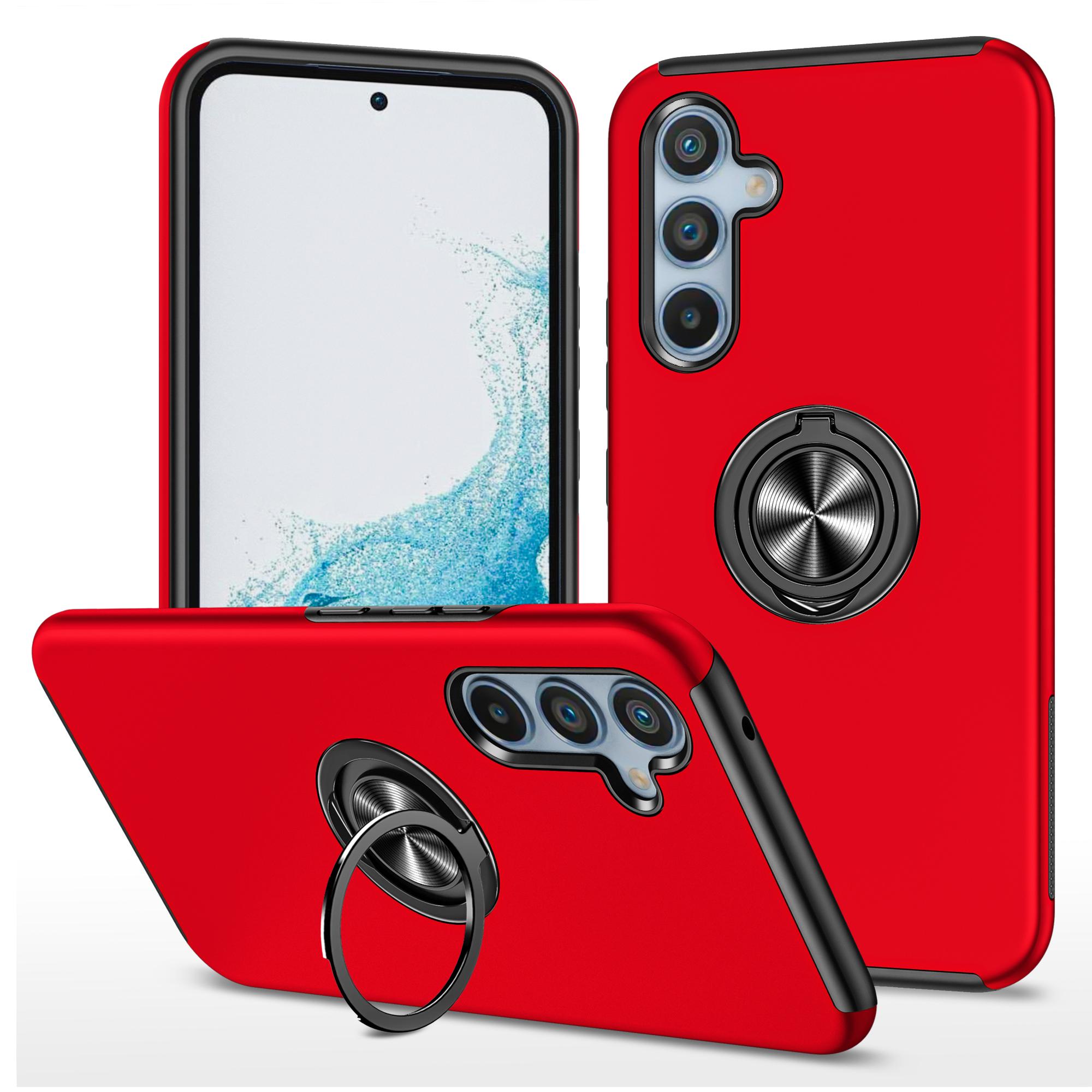 

For Samsung Galaxy A56 5G Case PC + TPU Phone Cover with Rotatable Ring Holder C
