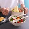 Wheat Straw Soaked Noodle Bowl Anti Drop Dormitory Household Bowl With Tableware Set Bowl With Lid Large Capacity Rice Bowl