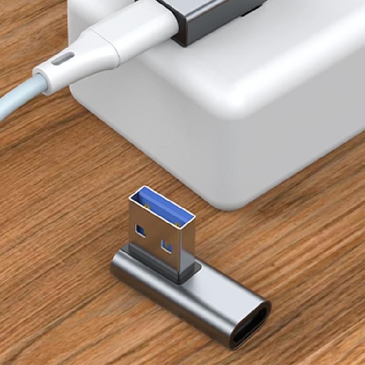 2Pcs USB 3.0 To USB C Converter Adapters 90 Degree Left Right Angle For Phone Laptops Charging And Data Transfer