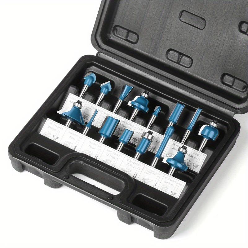 15 Pcs/Set 1/4 Shank Router Bit Set Woodworking Edge Trimming Straight Face Milling Cutter for Wood CNC Tungsten Solid Cutter.