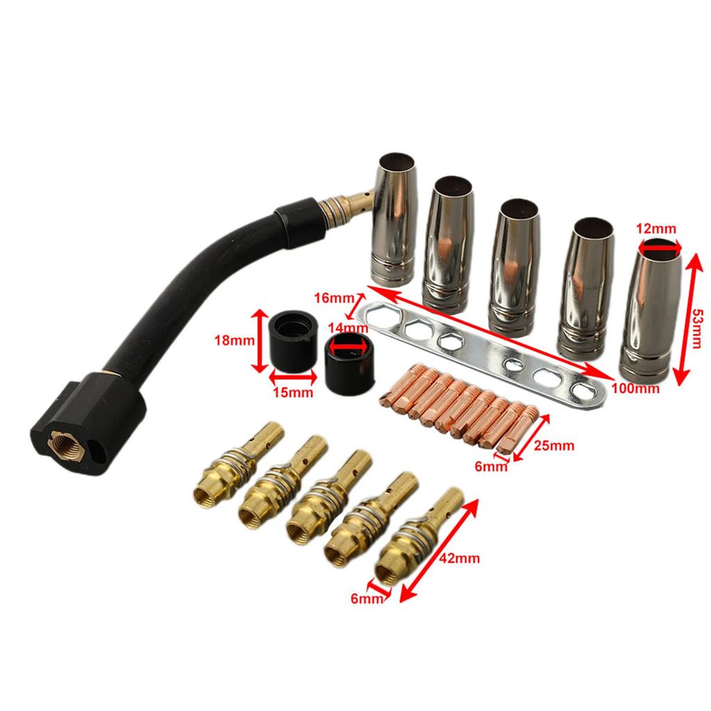 Household Welding Torch Kit Parts Holder M6 MIG/MAG Smooth Tip Wear Parts 0.8mm 24pcs / Set Contact Cylinder New