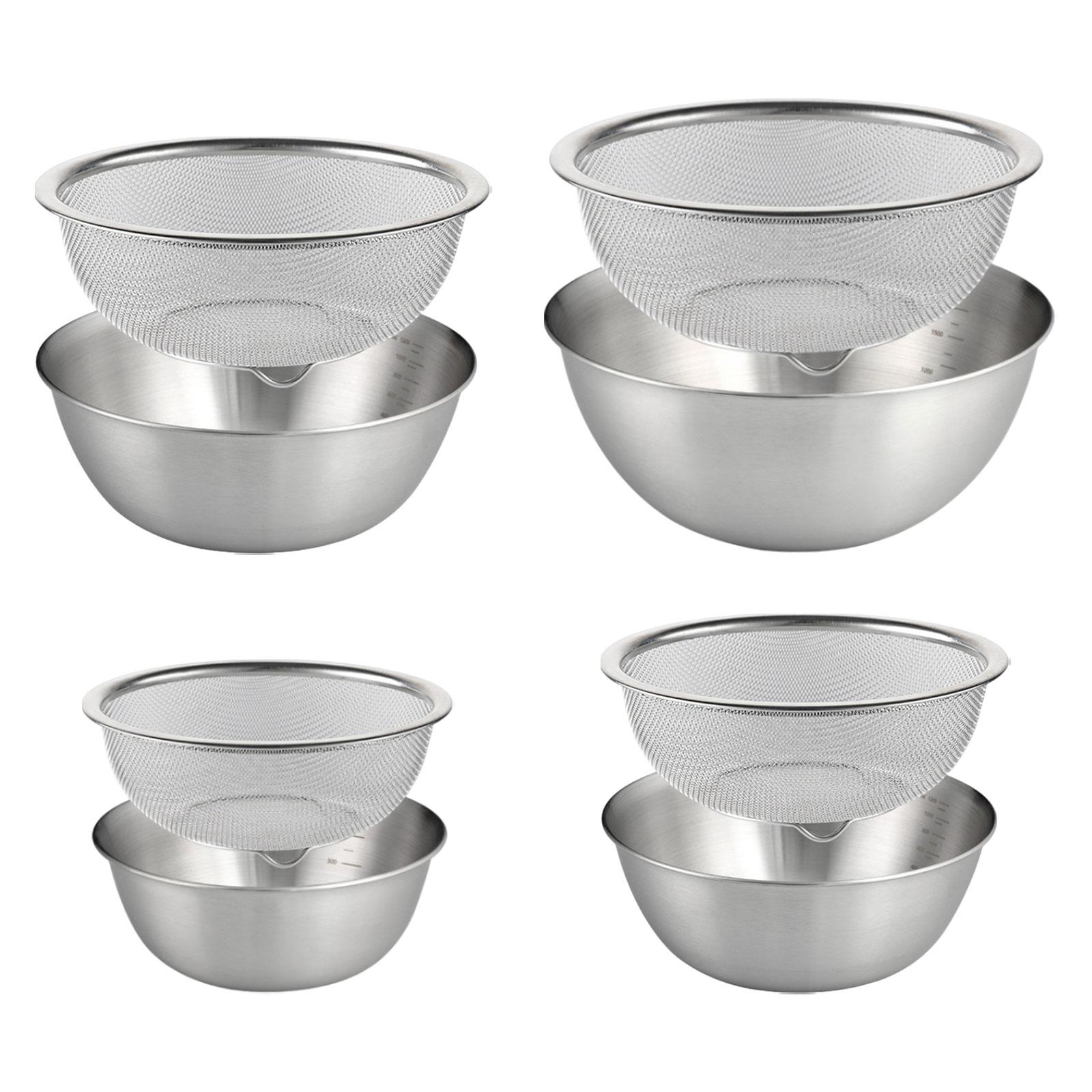 

304 Stainless Steel Microporous Colander with Mixing Bowl for Washing Vegetables, Fruit and Rice and for Draining Cooked Pasta 18cm