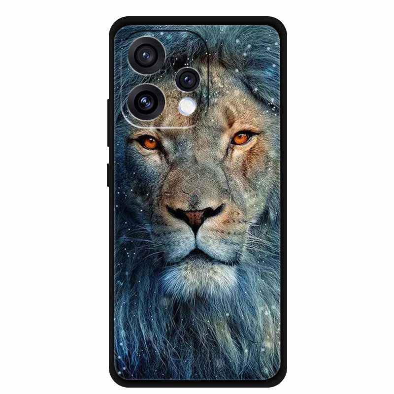 For Oppo Reno15 5G Case 6.59" Cute Cat Balck Edge Soft Silicone Wolf Phone Back Cover For Oppo Reno 15c 5G Protective Lion Funda