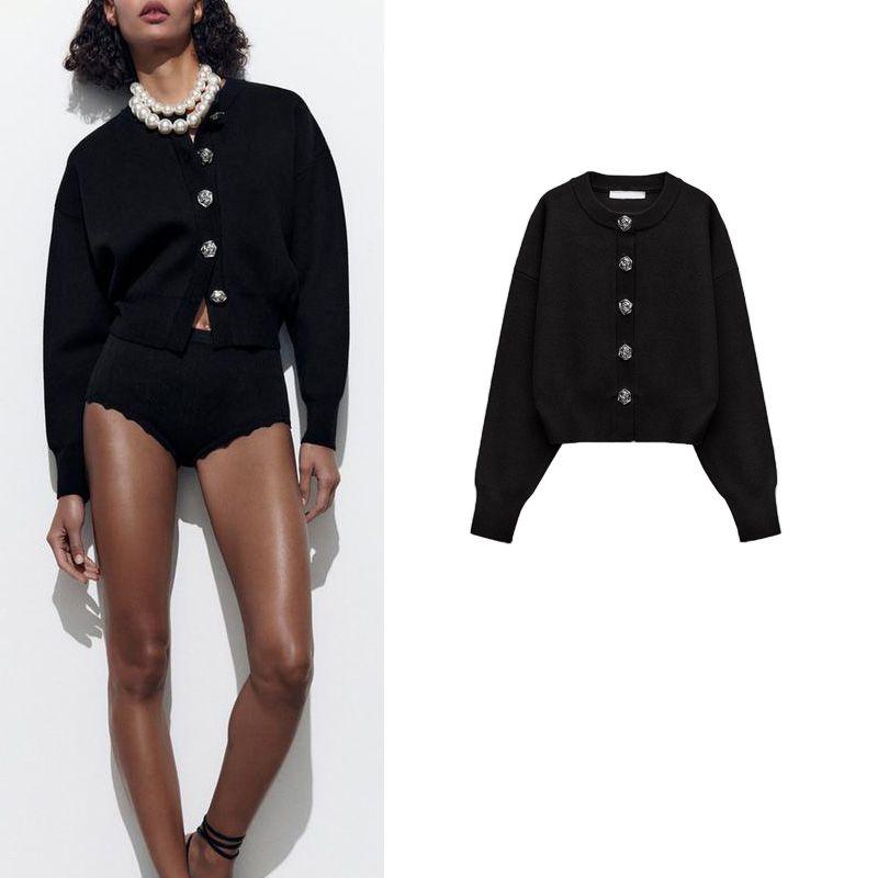 Spring New Arrival Women's Clothing French Classic Style Loose Casual Metal Button Decoration Knitting Outwear 5536016