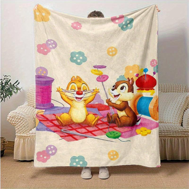 1pc, Disney Chip & Dale Throw Blanket Cute Cartoon Animal Decorative Blankets for Friends, Home Décor, Couch Cover, Travel, Camping, Car