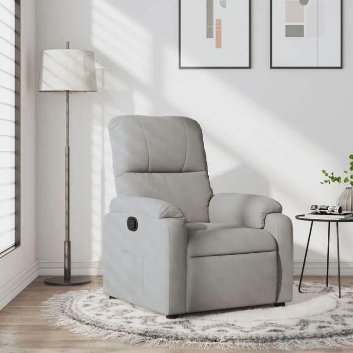 VidaXL Fauteuil Inclinable, Chaise de Relaxation, Siège avec Accoudoirs et Dossier, Fauteuil TV de Salon, Moderne, Gris 373450