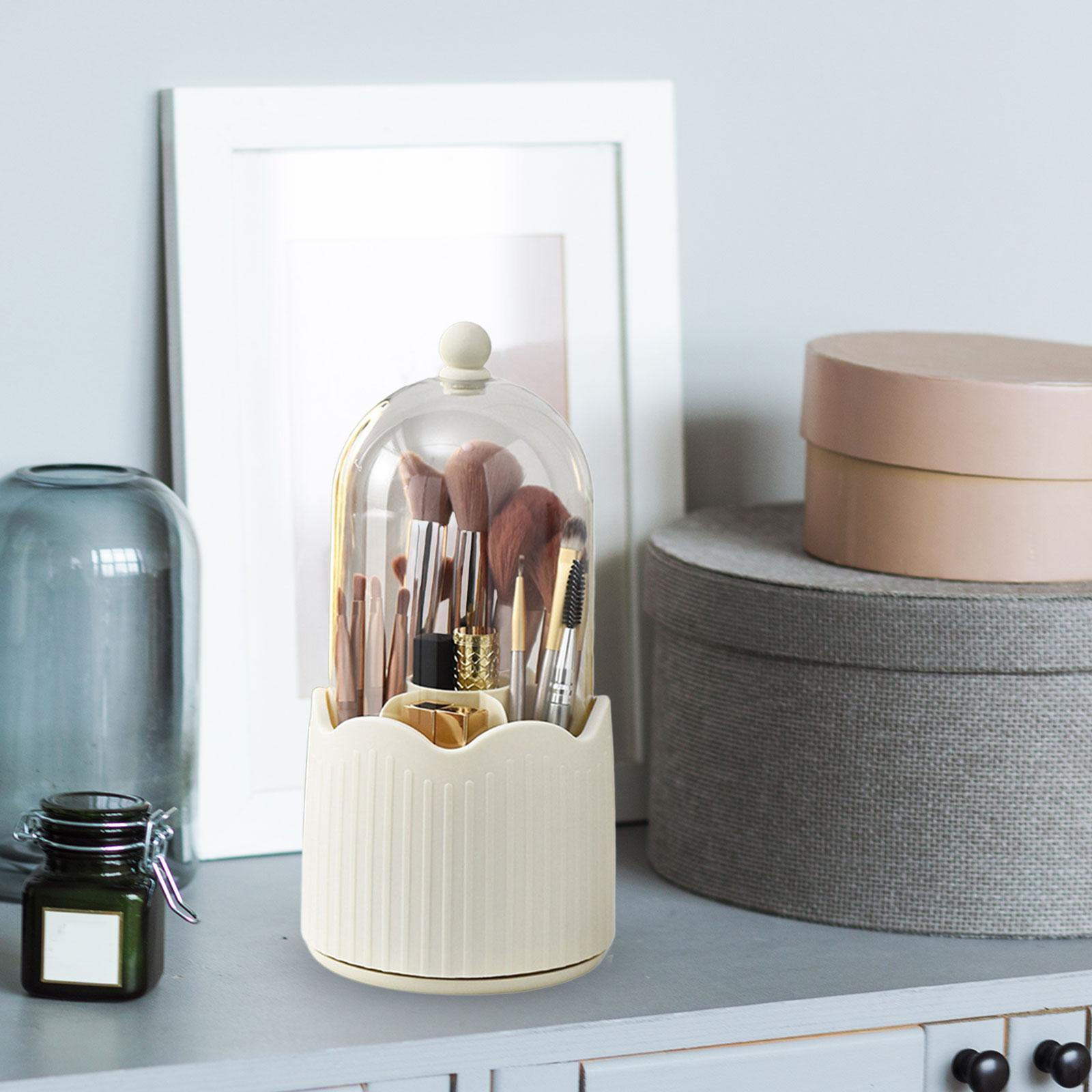 

Вращающийся на 360° держатель кисточек для макияжа, настольный органайзер для канцелярских принадлежностей с крышкой для дома