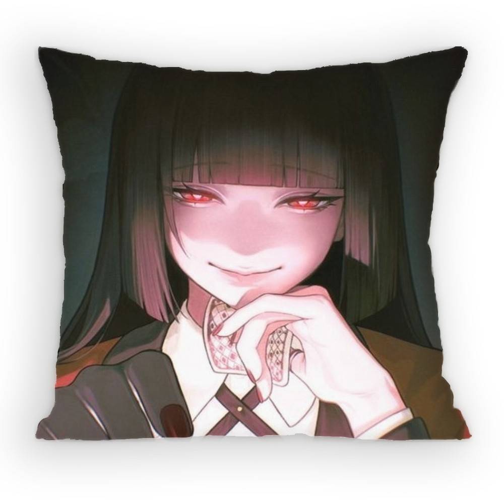 Anime KKakegurui Pillow Case Antidustmite Pillowcase Invisible zipper silky short plush Sofa cushion cover