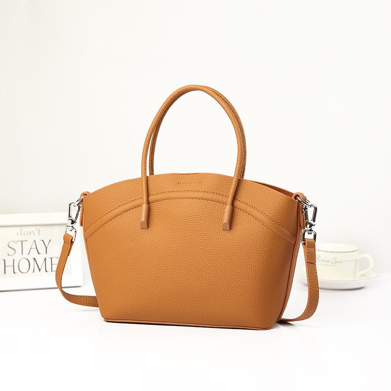 Genuine Leather Women's Boston Handbag - 2025 New Large Capacity Cowhide Dumpling Messenger Bag