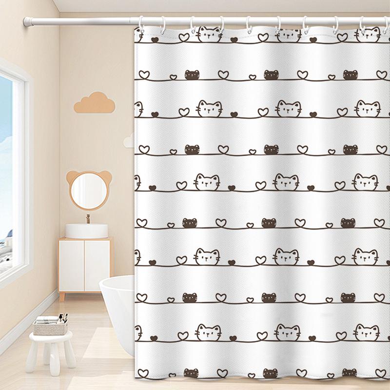 JINRUN Bathroom Thickened Waterproof Curtain Mildew Proof Shower Curtain Shower Partition Curtain Shower Curtain Bathroom Curtain Free Perforation