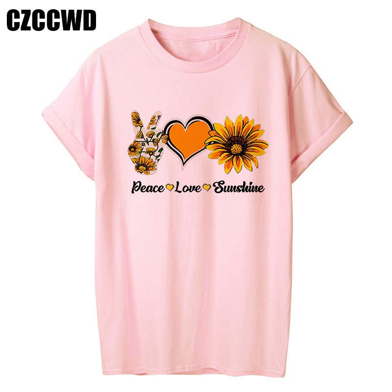 Sunflower Bee Kind Yellow Women Tshirt Aesthetics Graphic Short Sleeve Cotton Polyester T Shirts Female Camisetas Verano Mujer
