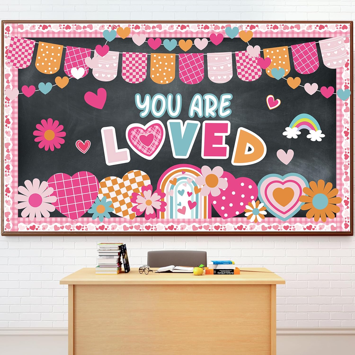 Valentine s Day Bulletin Board Set Valentines Classroom Decoration You are Loved Bulletin Board Borders Valentine s Day Loved Cutouts for Holiday